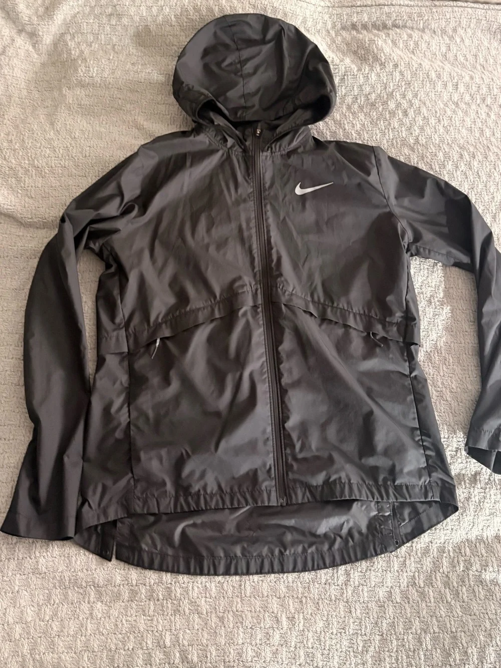 Nike Black Hooded Jacket with White Swoosh